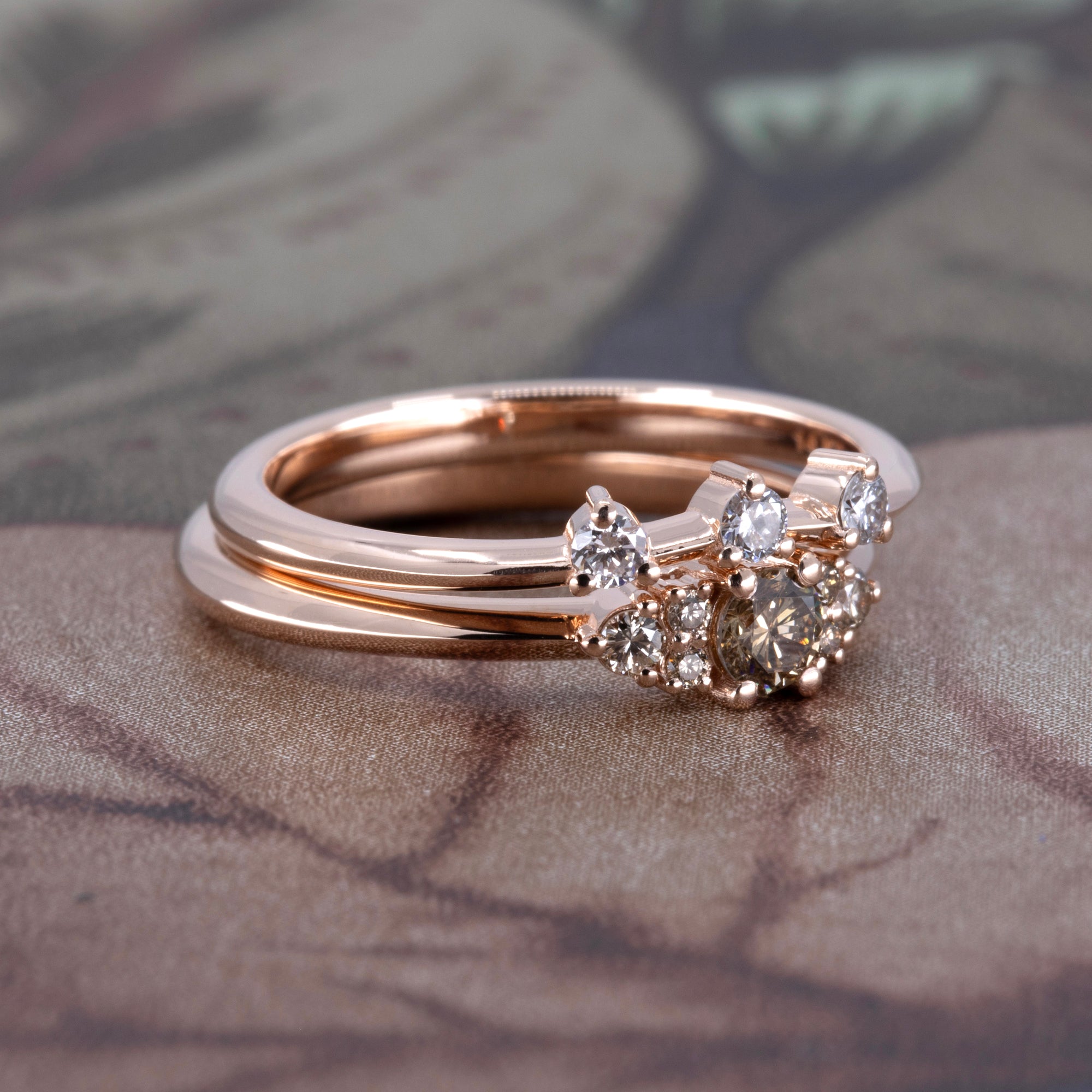 BROWN DIAMOND ENGAGEMENT RING &amp; WEDDING BAND | Rose Gold