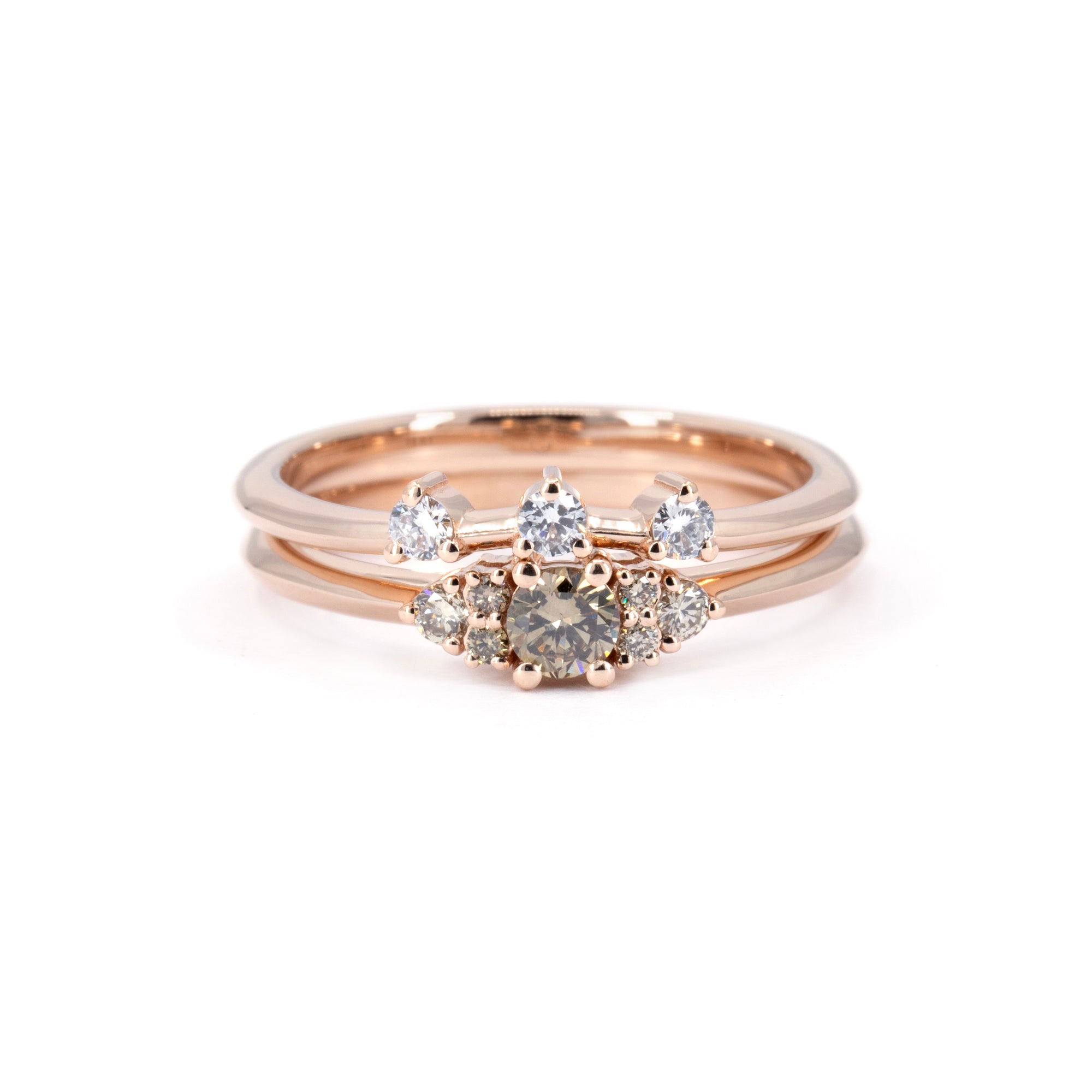 BROWN DIAMOND ENGAGEMENT RING &amp; WEDDING BAND | Rose Gold