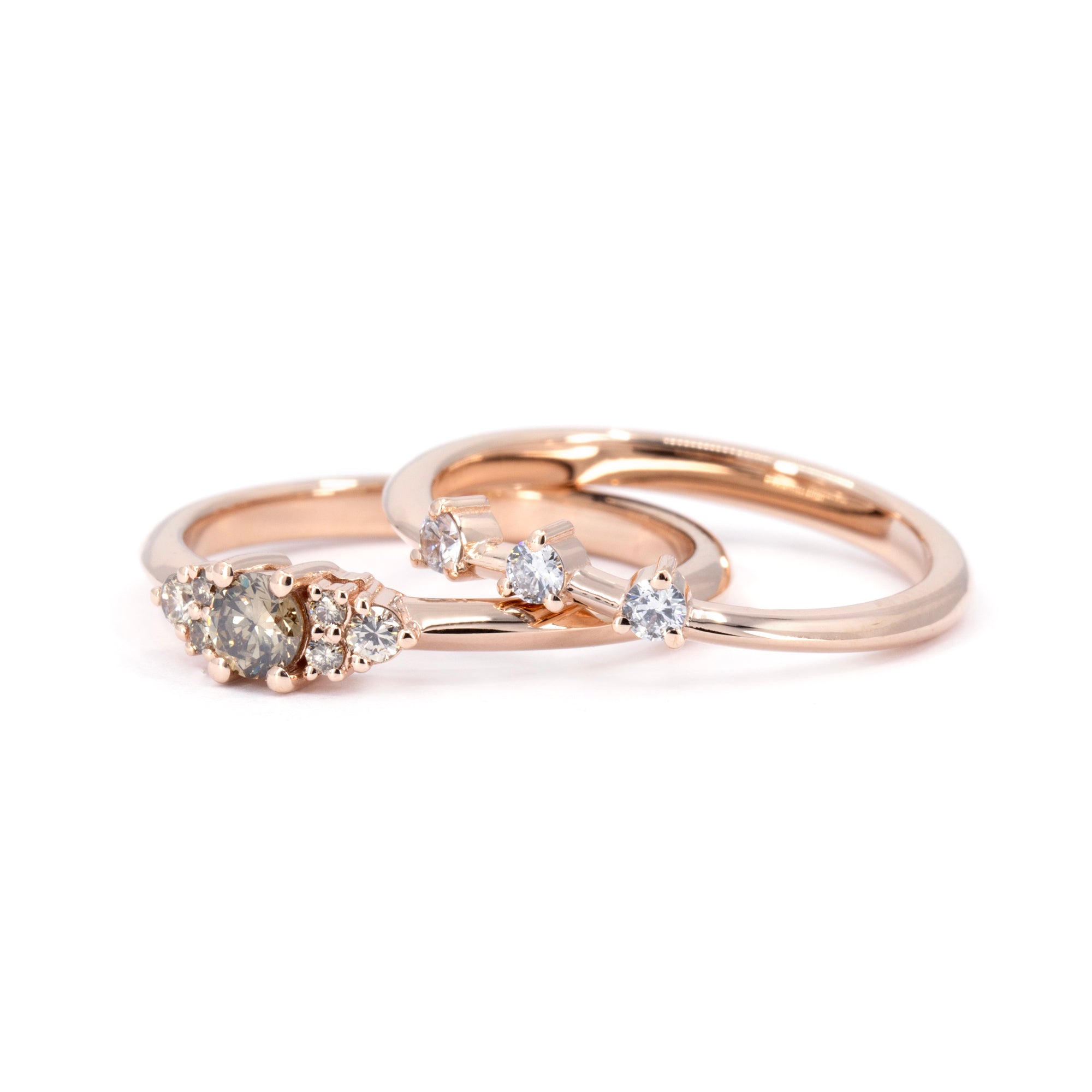 BROWN DIAMOND ENGAGEMENT RING &amp; WEDDING BAND | Rose Gold