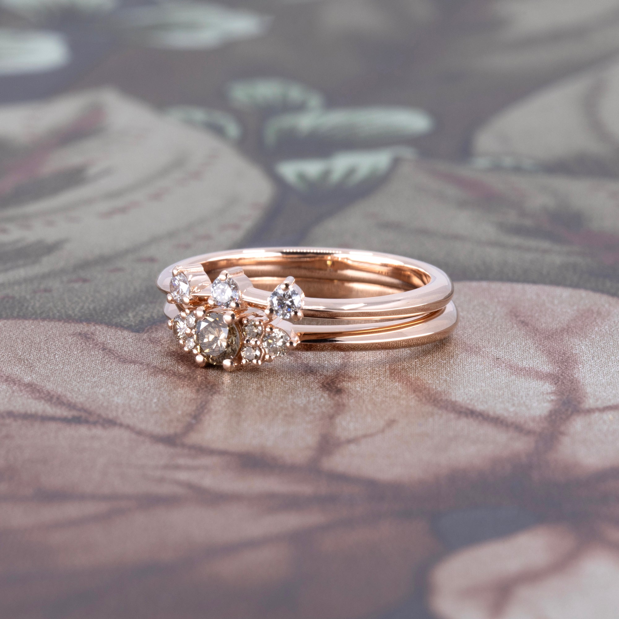BROWN DIAMOND ENGAGEMENT RING &amp; WEDDING BAND | Rose Gold