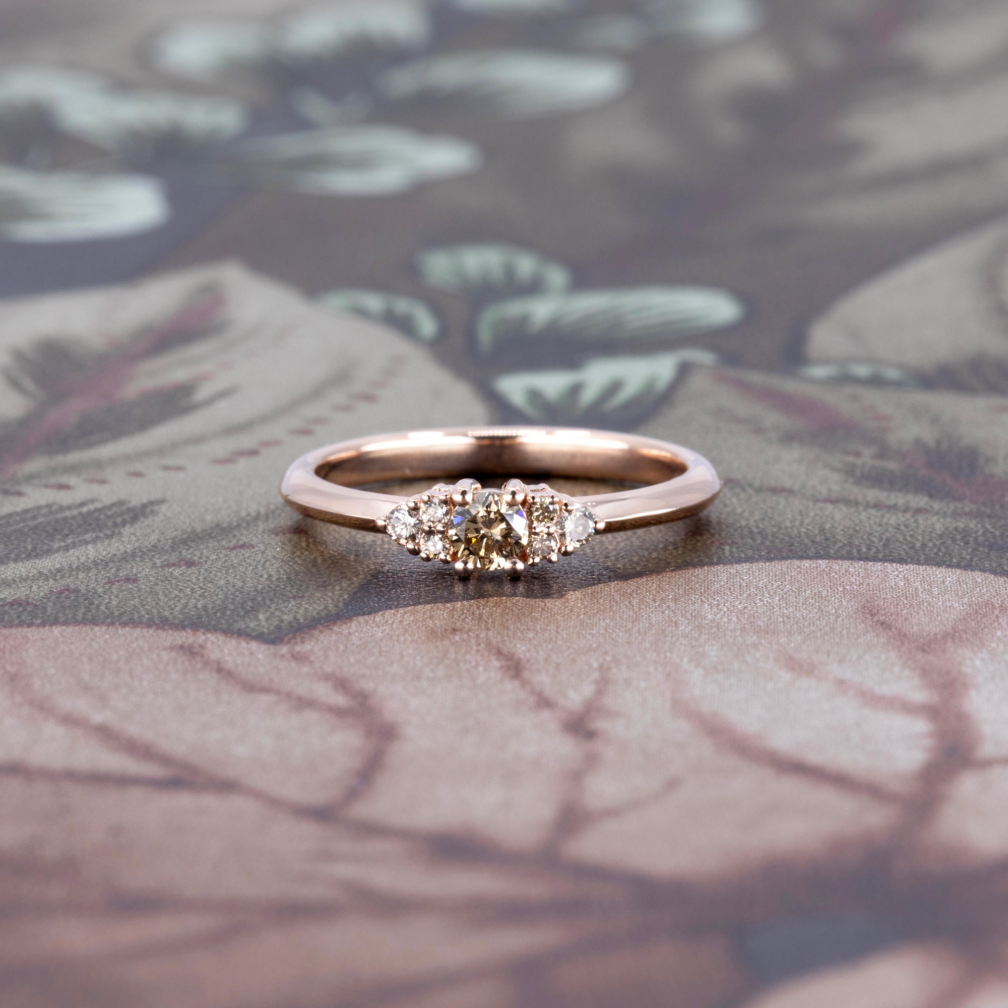 BROWN DIAMOND ENGAGEMENT RING &amp; WEDDING BAND | Rose Gold