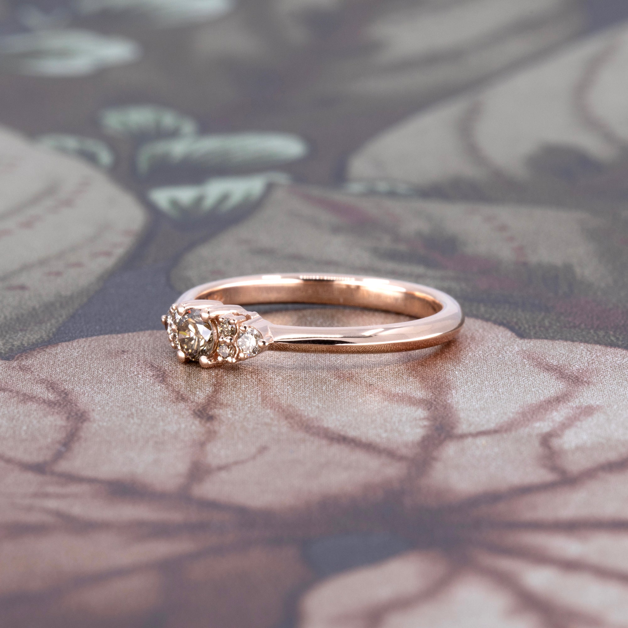 BROWN DIAMOND ENGAGEMENT RING &amp; WEDDING BAND | Rose Gold