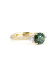 ROUND GREEN SAPPHIRE MARQUISE SIDE DIAMOND | Yellow Gold