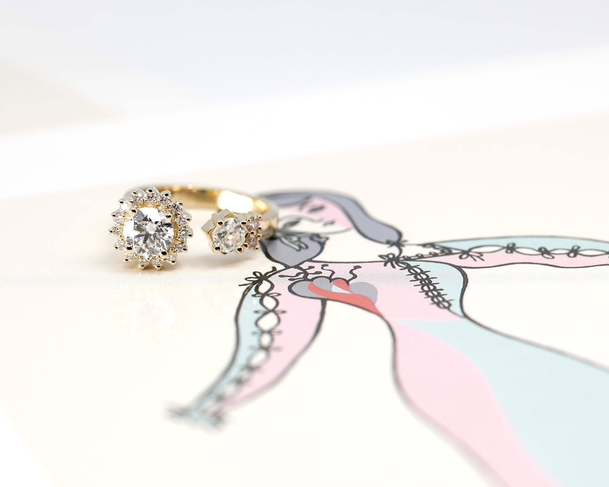 Open Diamond Toi &amp; Moi Gold Ring