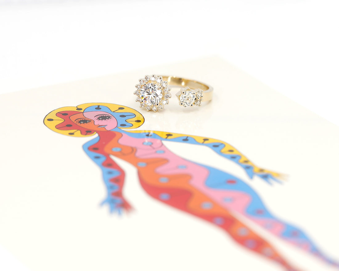 round shape lab grown diamond custom made engament ring by bena jewelry montreal