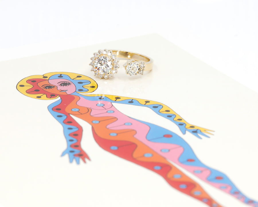 lab grown diamond yellow gold engagement ring custom made in montreal