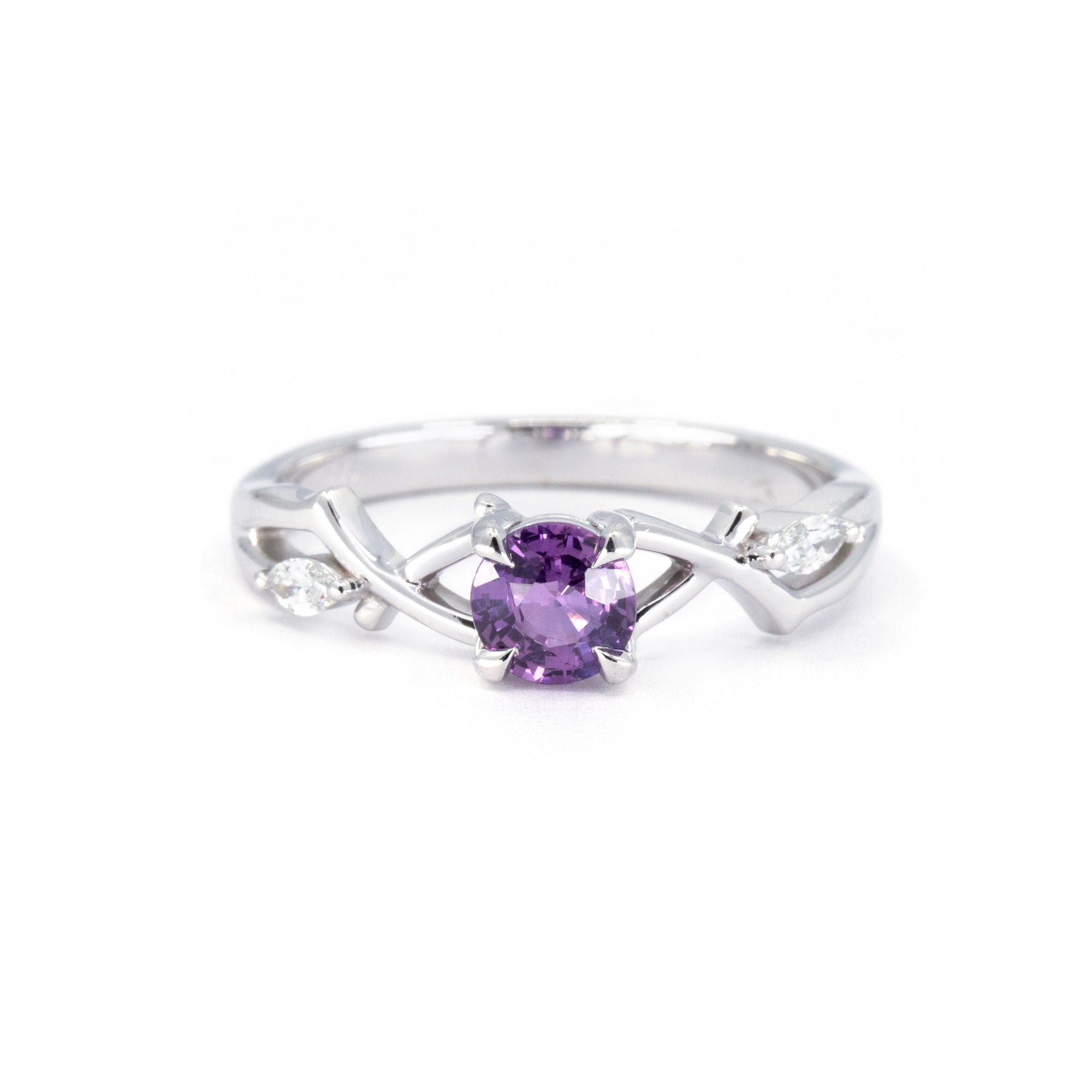 ORGANIC MINIMAL ROUND PURPLE SAPPHIRE | White Gold