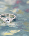 bena jewelry round shape aquamarine diamond white gold ring