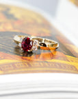 Oval Shape Ruby & Diamond Yellow Gold Ring