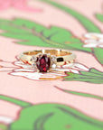 Oval Shape Ruby & Diamond Yellow Gold Ring