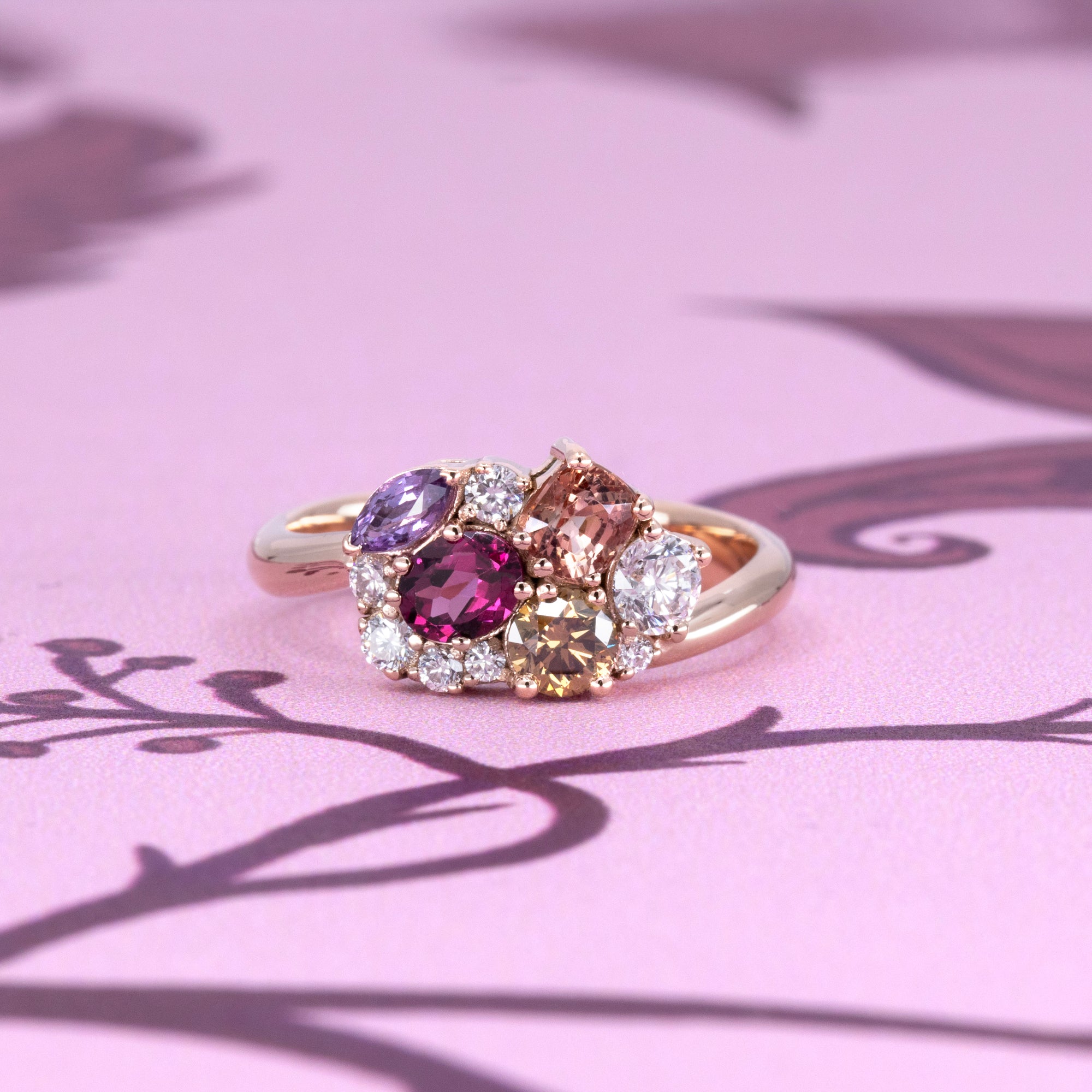 AVALANCHE ORANGY RED SAPPHIRE, DIAMOND &amp; GARNET | Rose Gold
