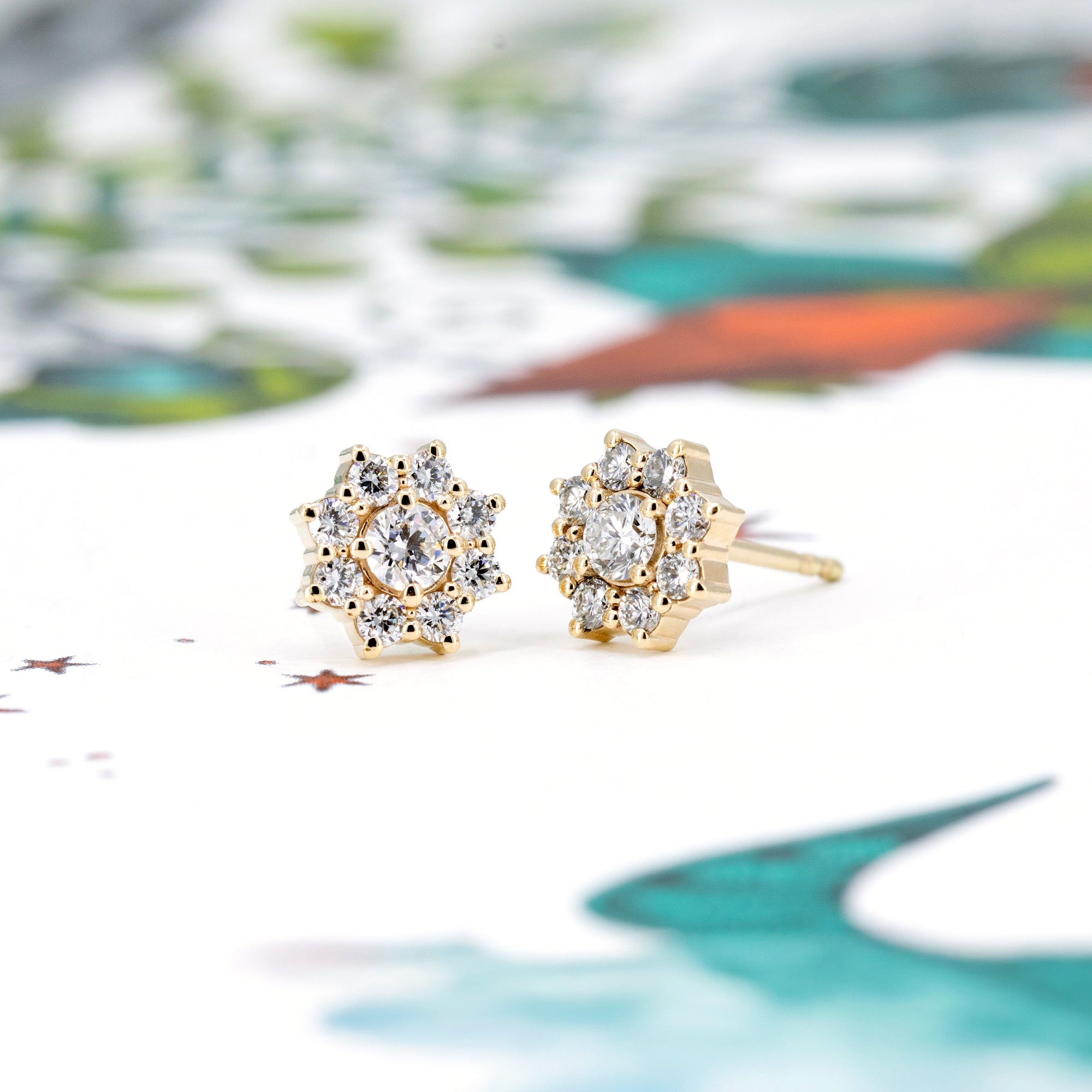 SOLEIL DIAMOND STUDS EARRINGS | Yellow Gold