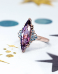 COCKTAIL MARQUISE AMETHYST & BLUE DIAMOND | Rose Gold Ring