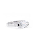 STEP CUT DIAMOND TEXTURED RING | White Gold