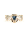 TRILLION TEAL SAPPHIRE WAVY RING | Yellow Gold