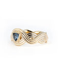 TRILLION TEAL SAPPHIRE WAVY RING | Yellow Gold