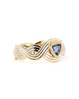 TRILLION TEAL SAPPHIRE WAVY RING | Yellow Gold
