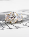 TRILOGY OVAL SHAPE DIAMOND RING | Yellow Gold
