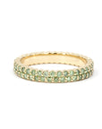 WEDDING BAND | DOUBLE ROW GREEN Diamond | Yellow Gold Ring