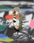 WEDDING BAND | DOUBLE ROW GREEN Diamond | Yellow Gold Ring