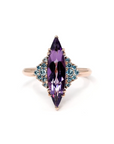 COCKTAIL MARQUISE AMETHYST & BLUE DIAMOND | Rose Gold Ring