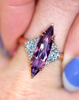 COCKTAIL MARQUISE AMETHYST & BLUE DIAMOND | Rose Gold Ring
