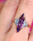 COCKTAIL MARQUISE AMETHYST & BLUE DIAMOND | Rose Gold Ring