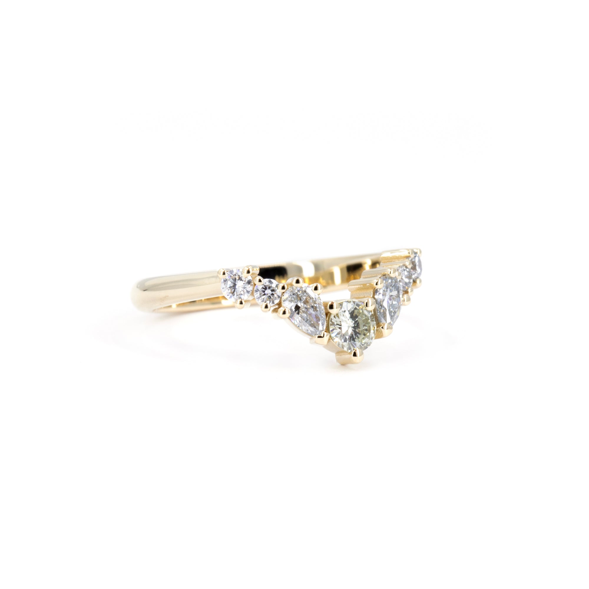 CURVED DIAMOND WEDDING BAND | Yellow Gold