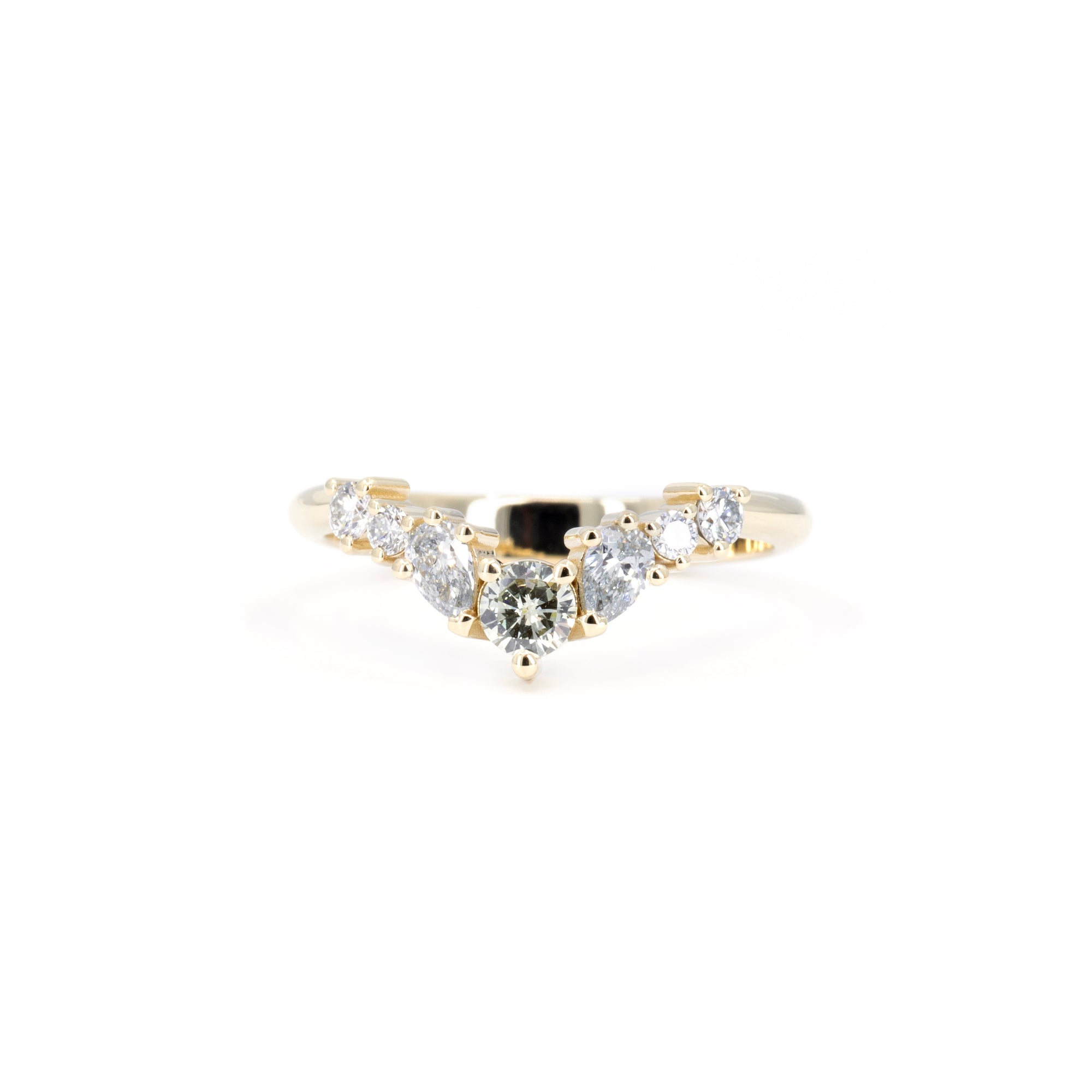 CURVED DIAMOND WEDDING BAND | Yellow Gold