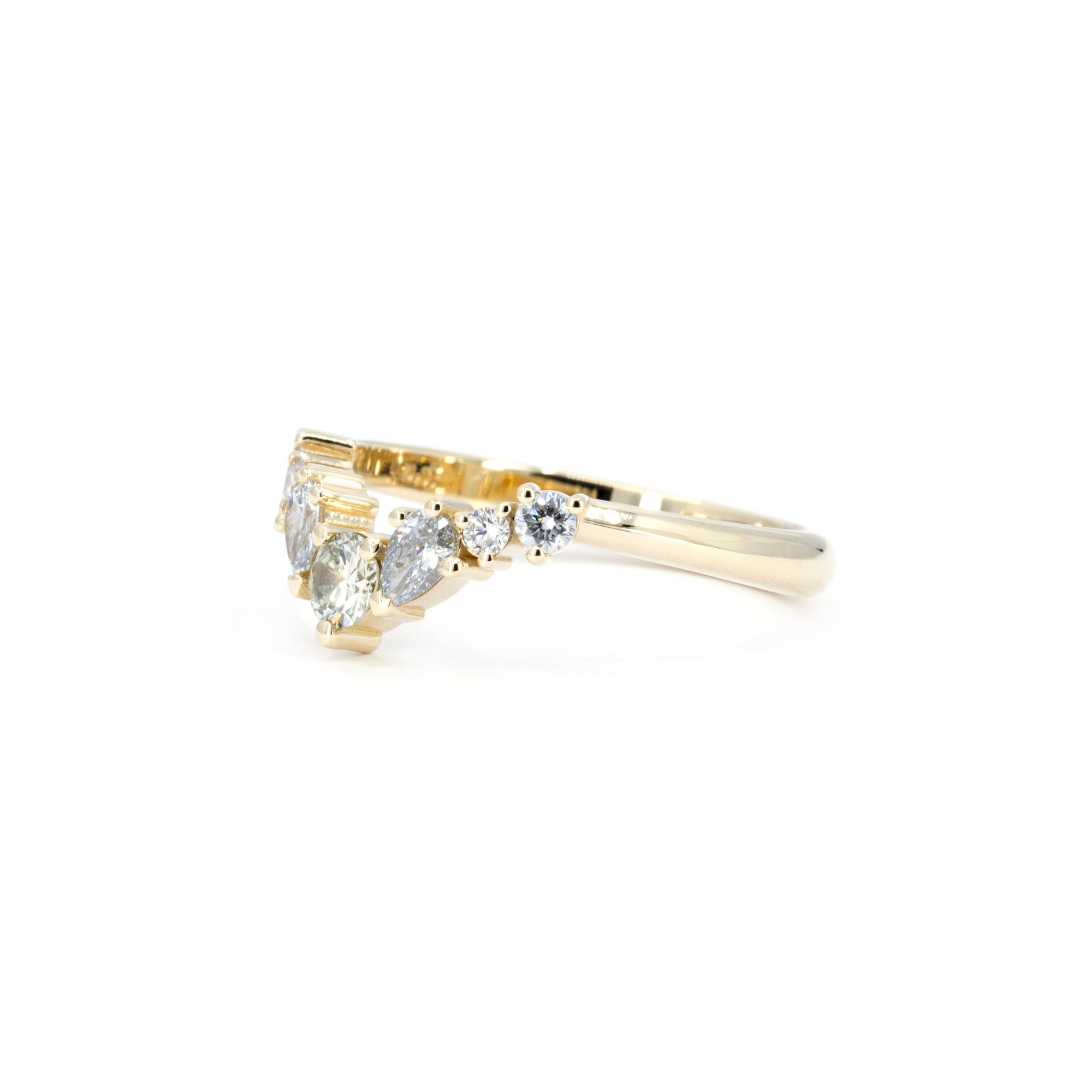 CURVED DIAMOND WEDDING BAND | Yellow Gold