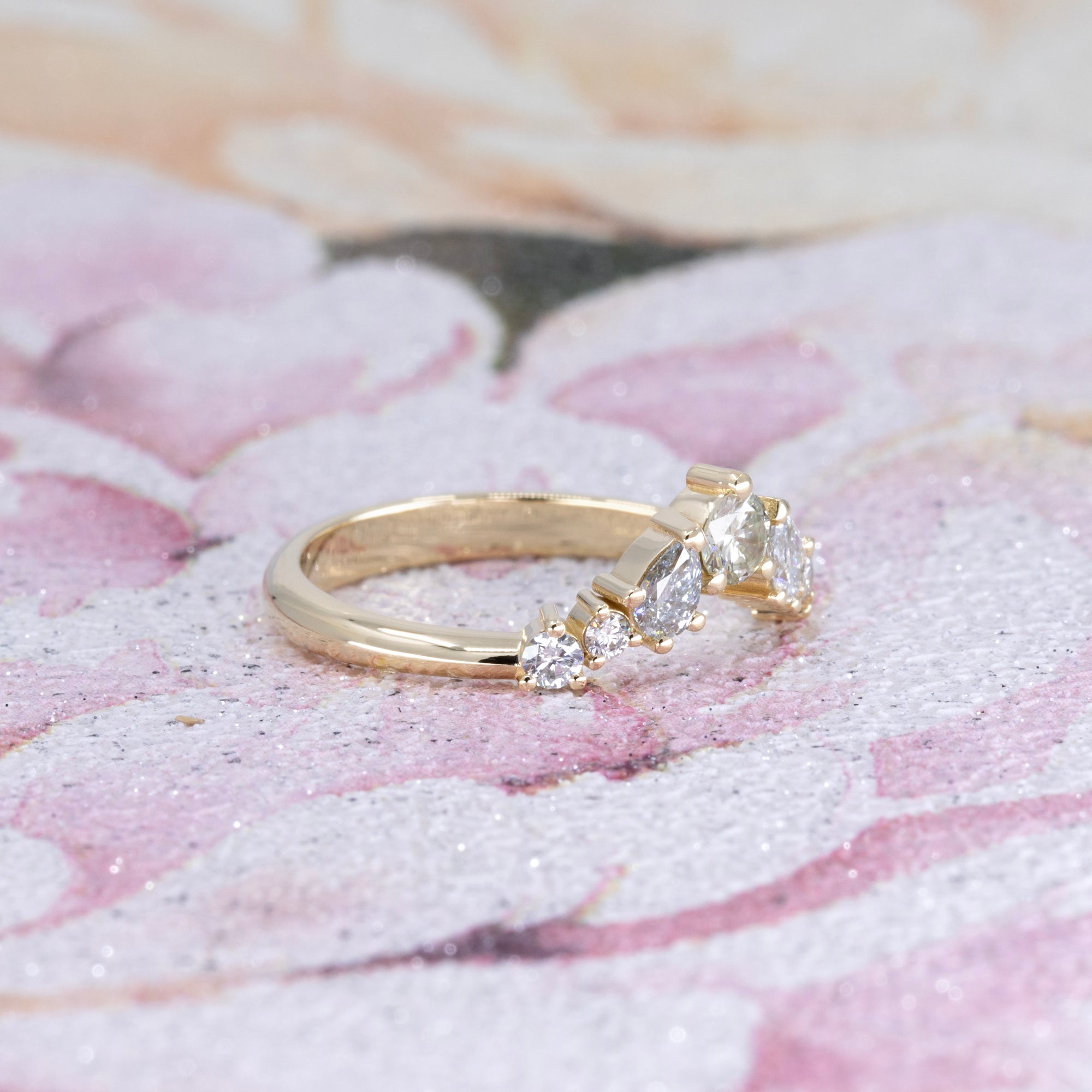 CURVED DIAMOND WEDDING BAND | Yellow Gold