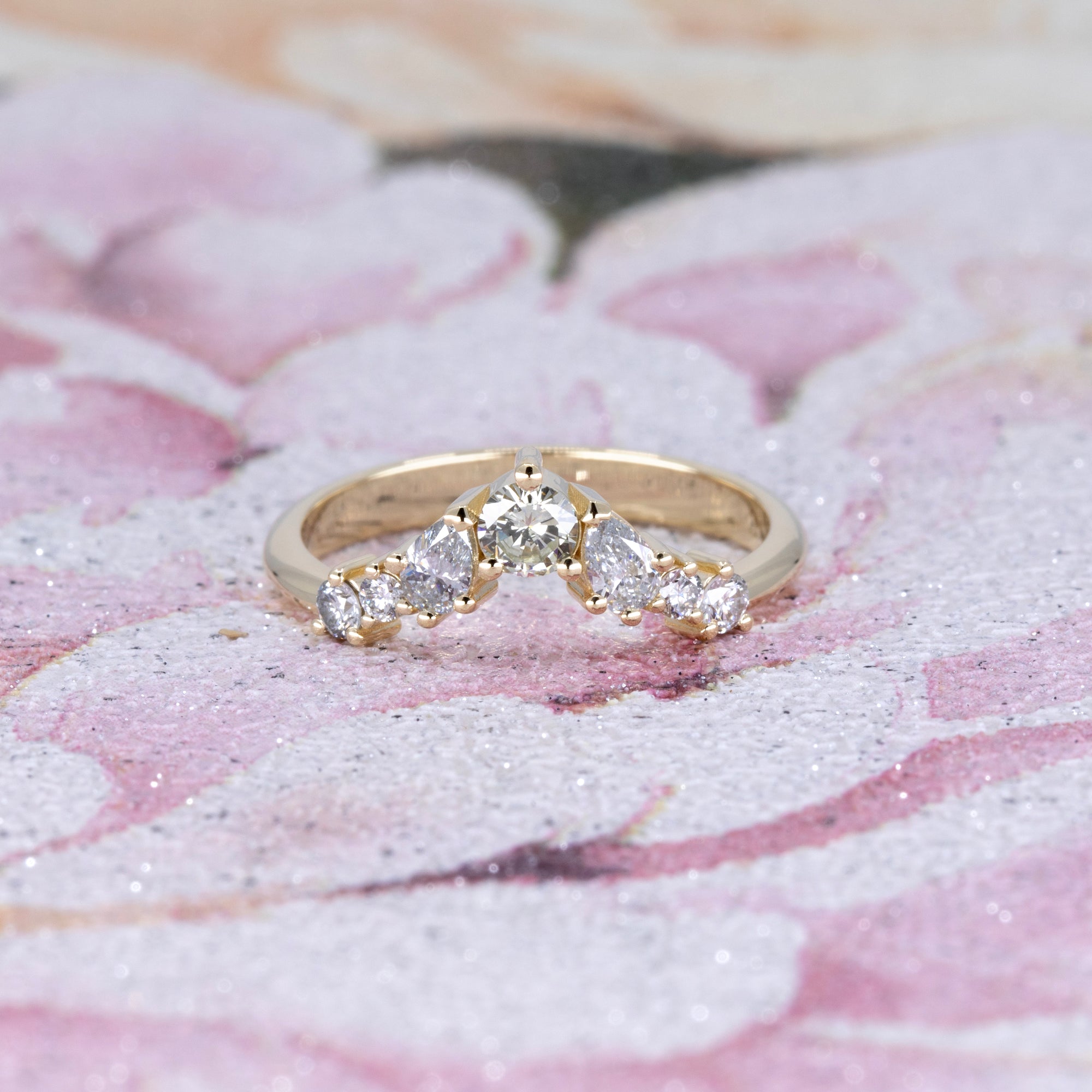 CURVED DIAMOND WEDDING BAND | Yellow Gold