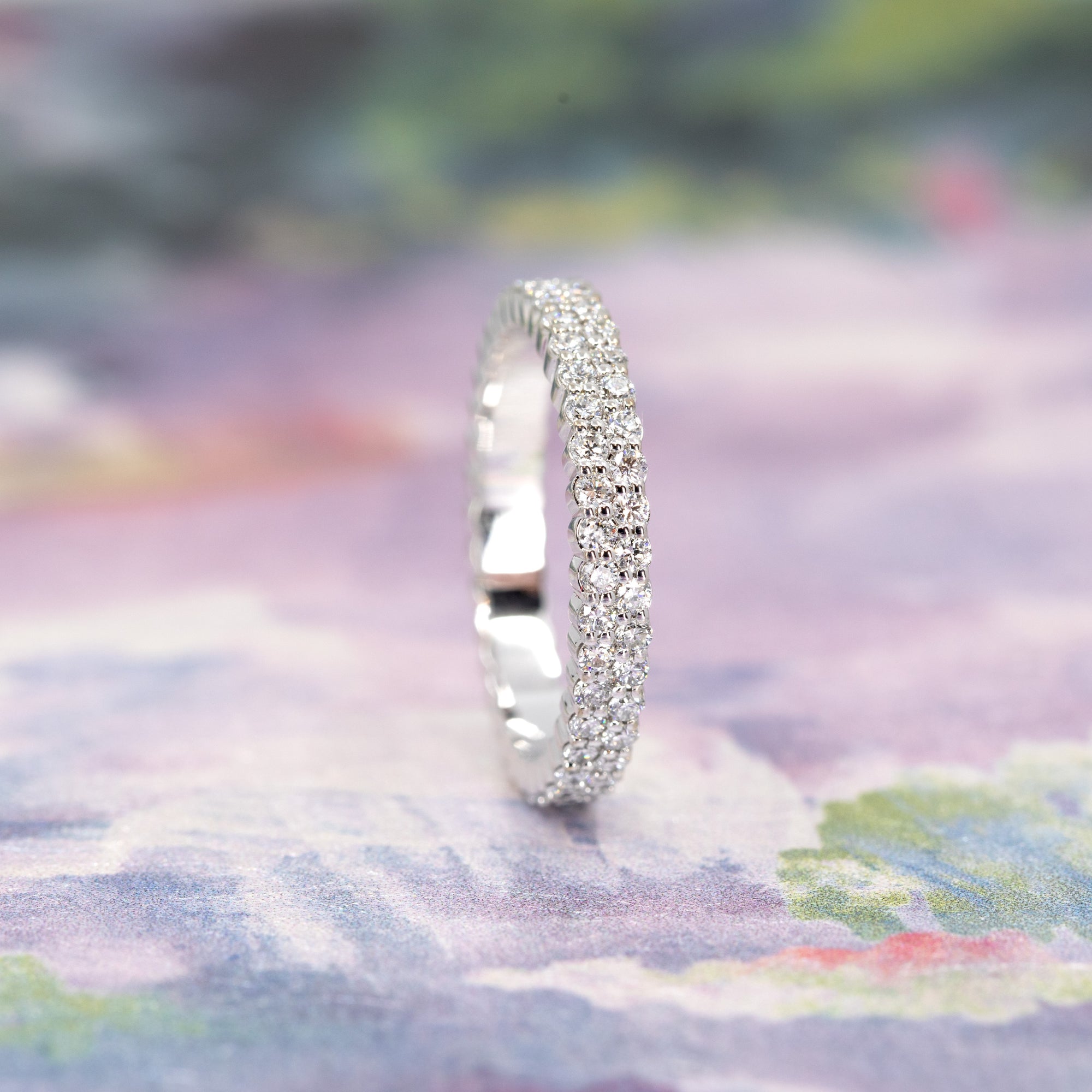 DOUBLE DIAMOND RAW BAND | White Gold