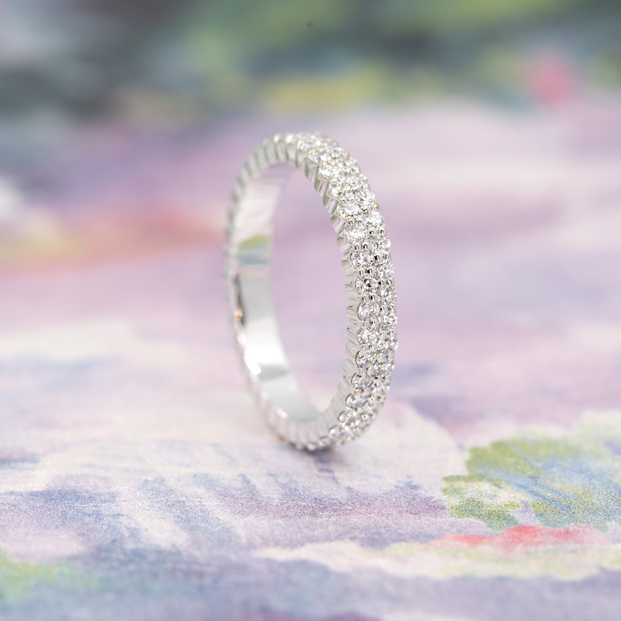 DOUBLE DIAMOND RAW BAND | White Gold