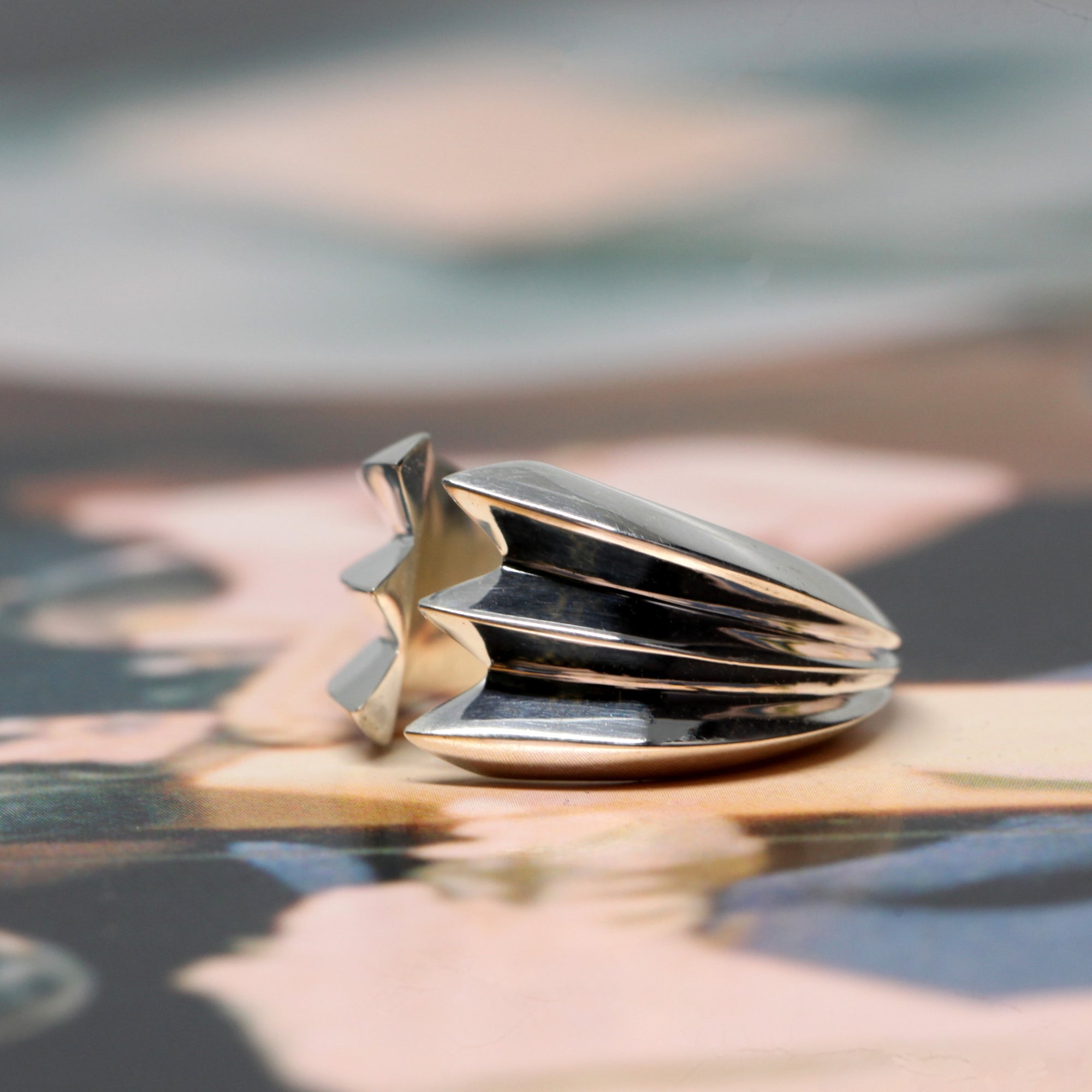 Top-down view of Crush Ring in White Gold – A unique fine jewelry creation, blending bold design with expert craftsmanship.