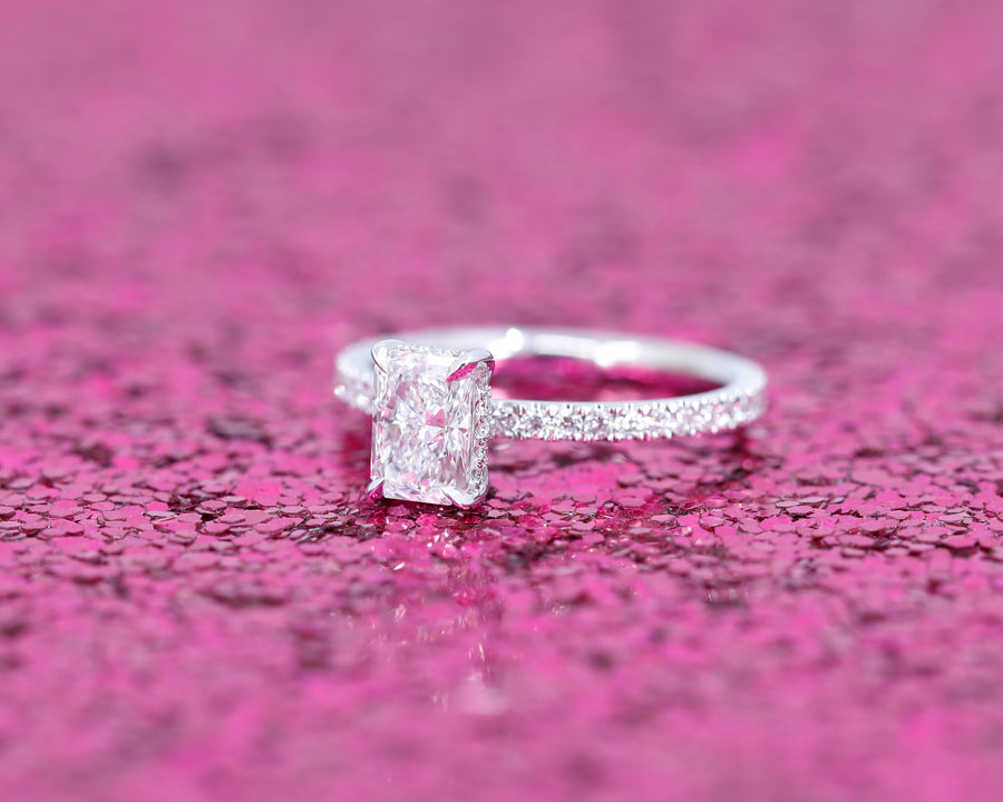 Solitaire Radiant Diamond White Gold Engagement Ring