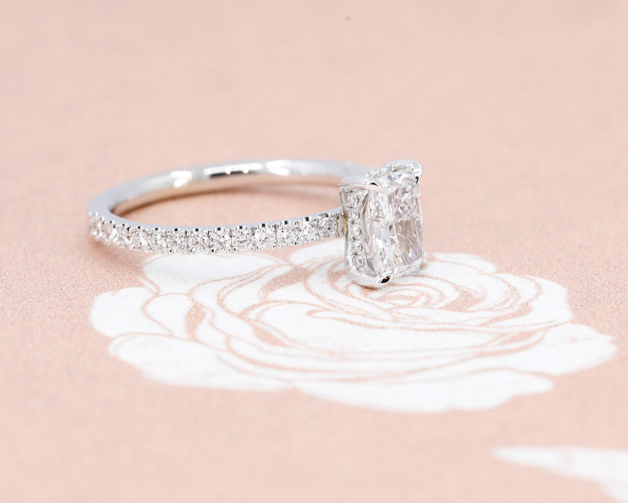 Solitaire Radiant Diamond White Gold Engagement Ring
