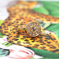 Yellow Gold Miligrain Diamond Halo Boldy Engagement Ring