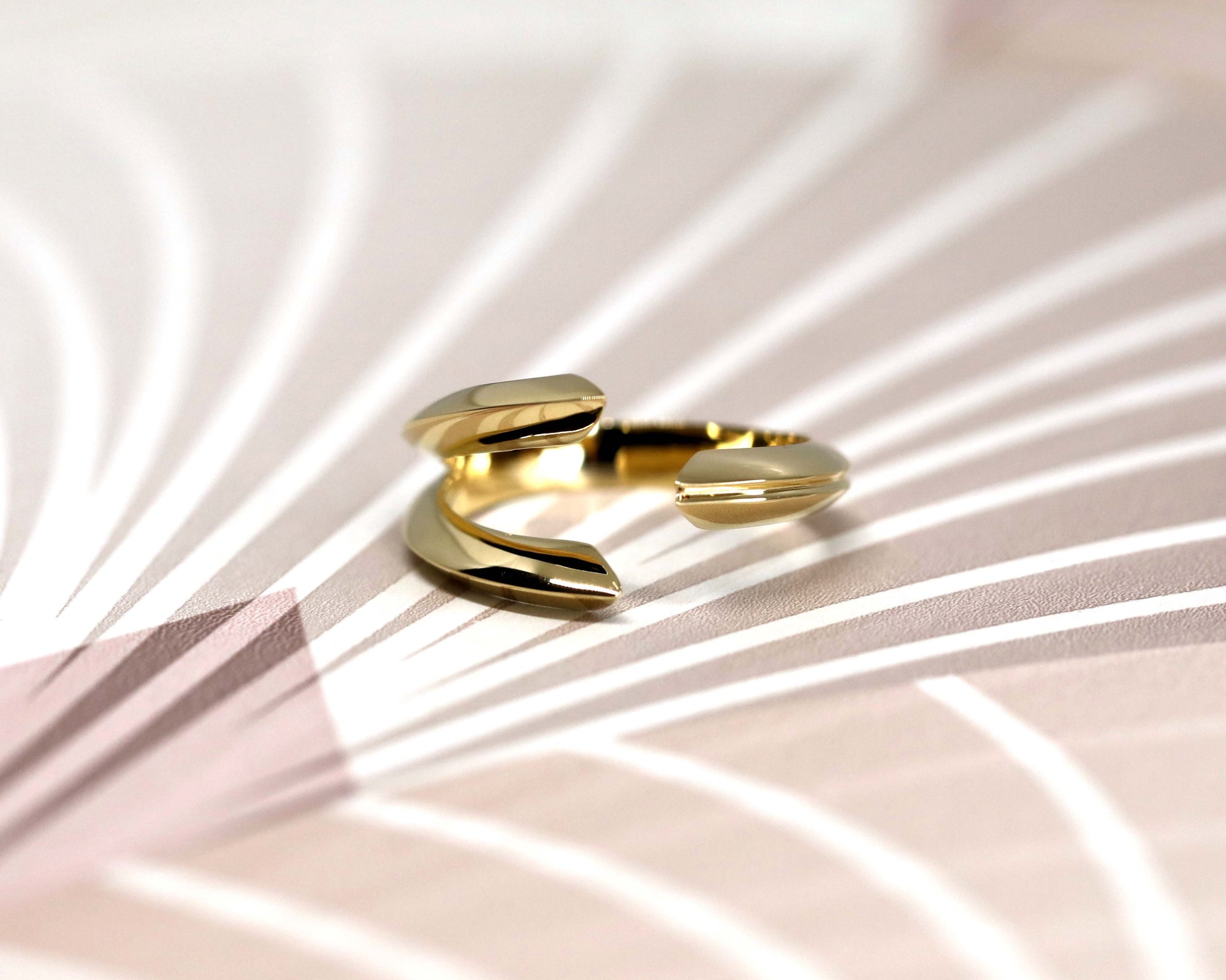 Top-down view of Fang Ring in Yellow Gold – A contemporary fine jewelry piece, crafted with edgy aesthetics and precision.
