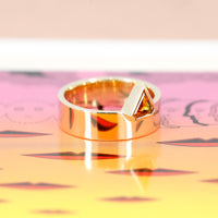 Zenith Orange Natural Pentagonal Diamond Boxy Gold Ring