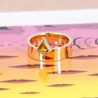 Zenith Orange Natural Triangle Diamond Boxy Gold Ring