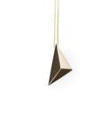 Front view of pyramidal bold vermeil gold unisexe edgy pendant bena jewelry montreal made in canada unisee minimalist simple jewelry design montreal made in canada