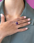 montreal custom made silver and gold statement amethyst bena jewelry ring
