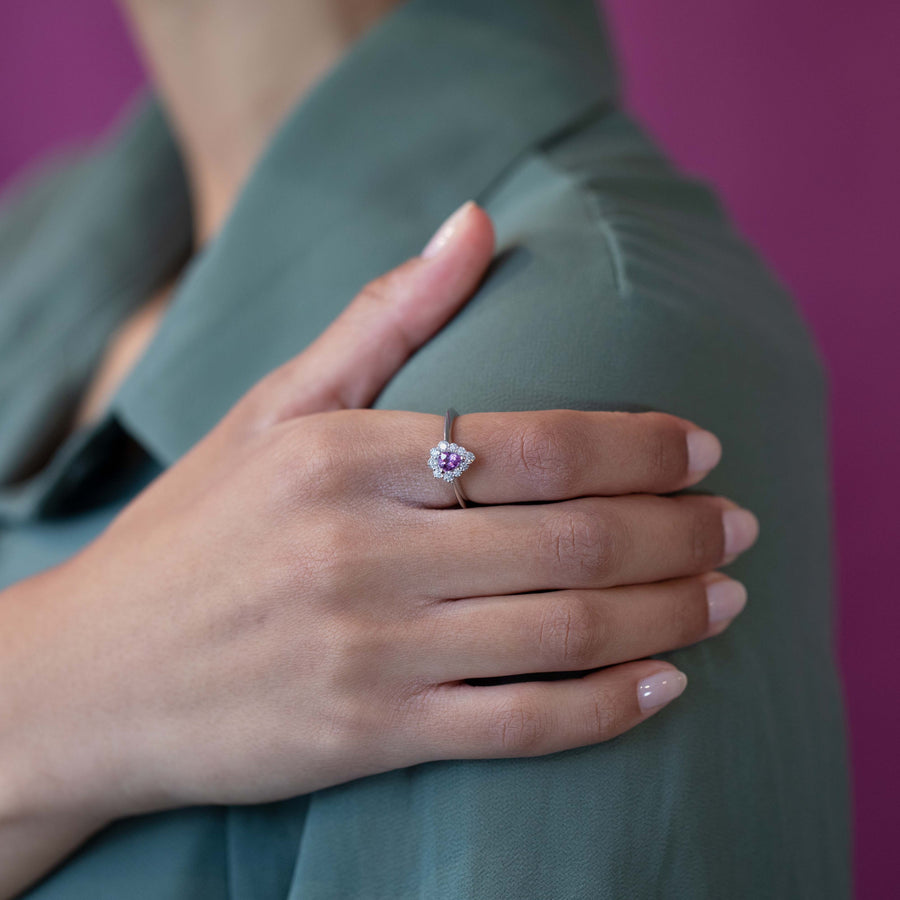 purple sapphire pear shape diamond bridal ring bena jewelry montreal
