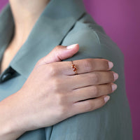 girls wearing orange garnet rose gold bridal ring made in montreal bena jewelry