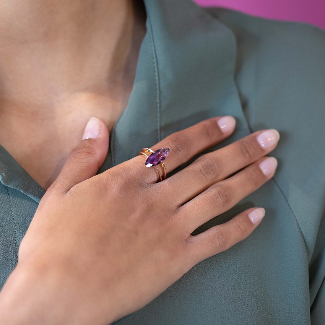 Violet Flame Amethyst Rose Gold Ring