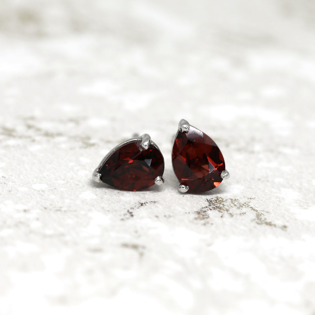 Pyrope Garnet Red Minimalist Gemstone Earrings Bena Jewelry Montreal