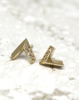 Yellow Gold Arrow Shape Stud Earrings with Round Diamond Edgy Collection bena jewelry design