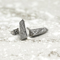 White gold and diamond stud earrings Pike from Fancy Edgy Collection Bena Jewelry Montreal Made Canada Fine Jewelry Designer