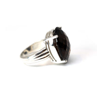 Oval Smoky Nights Silver Ring
